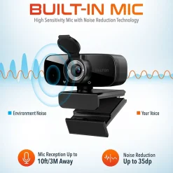 Delton C24 HD 1080p Webcam, 2 Megapixels, Black (DCAM24BK)