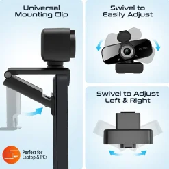 Delton C24 HD 1080p Webcam, 2 Megapixels, Black (DCAM24BK)