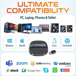 Delton C4700 Noise Reducing 360° Voice Pickup Wired/Wireless Conference Speaker Speakerphone, Black (DSC4700-WR)