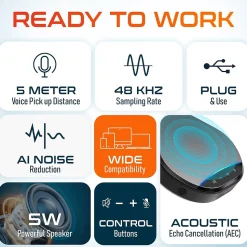 Delton C3900 Noise-Reducing USB Conference Speaker Speakerphone, Black (DSC3900-U)