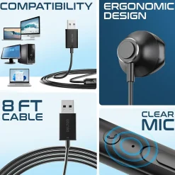 Delton 10E Stereo USB In-Ear Computer Headset with Microphone, Black (DWH10E)