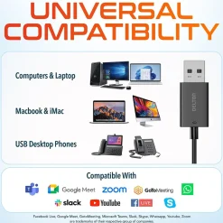 Delton 10E Stereo USB In-Ear Computer Headset with Microphone, Black (DWH10E)