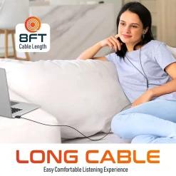 Delton 10E Stereo USB In-Ear Computer Headset with Microphone, Black (DWH10E)