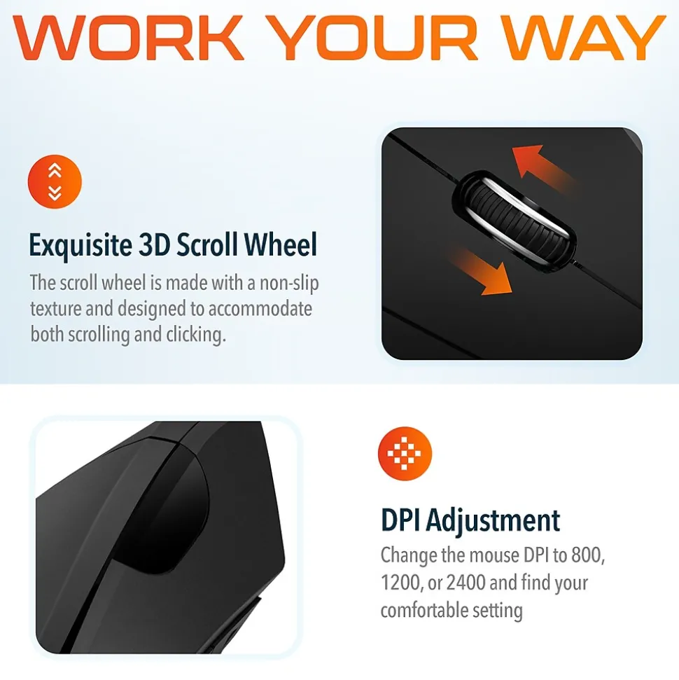 Delton Ergonomic 12 Optical USB Mouse, Black (DMERG12-U)