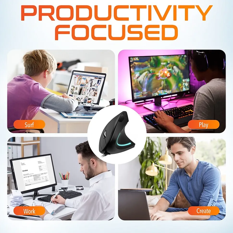 Delton Ergonomic 12 Optical USB Mouse, Black (DMERG12-U)