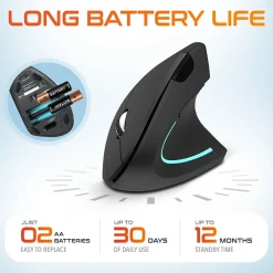 Delton Ergonomic 12 Wireless Ergonomic Optical 2.4 GHz Gaming Mouse, Black (DMERG12-WB)