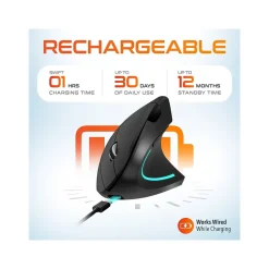 Delton Ergonomic 12 Wireless Right Handed Optical 2.4 GHz Gaming Mouse, Black (DMERG12-WR )