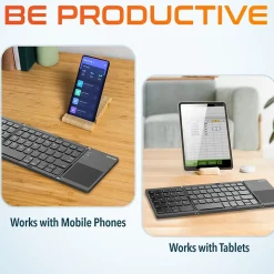 Delton F75 Small Wireless Foldable Portable Keyboard and Touchpad, Black (DKBF75)