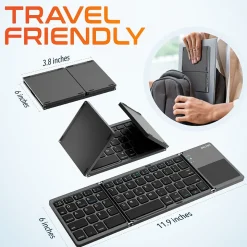 Delton F75 Small Wireless Foldable Portable Keyboard and Touchpad, Black (DKBF75)