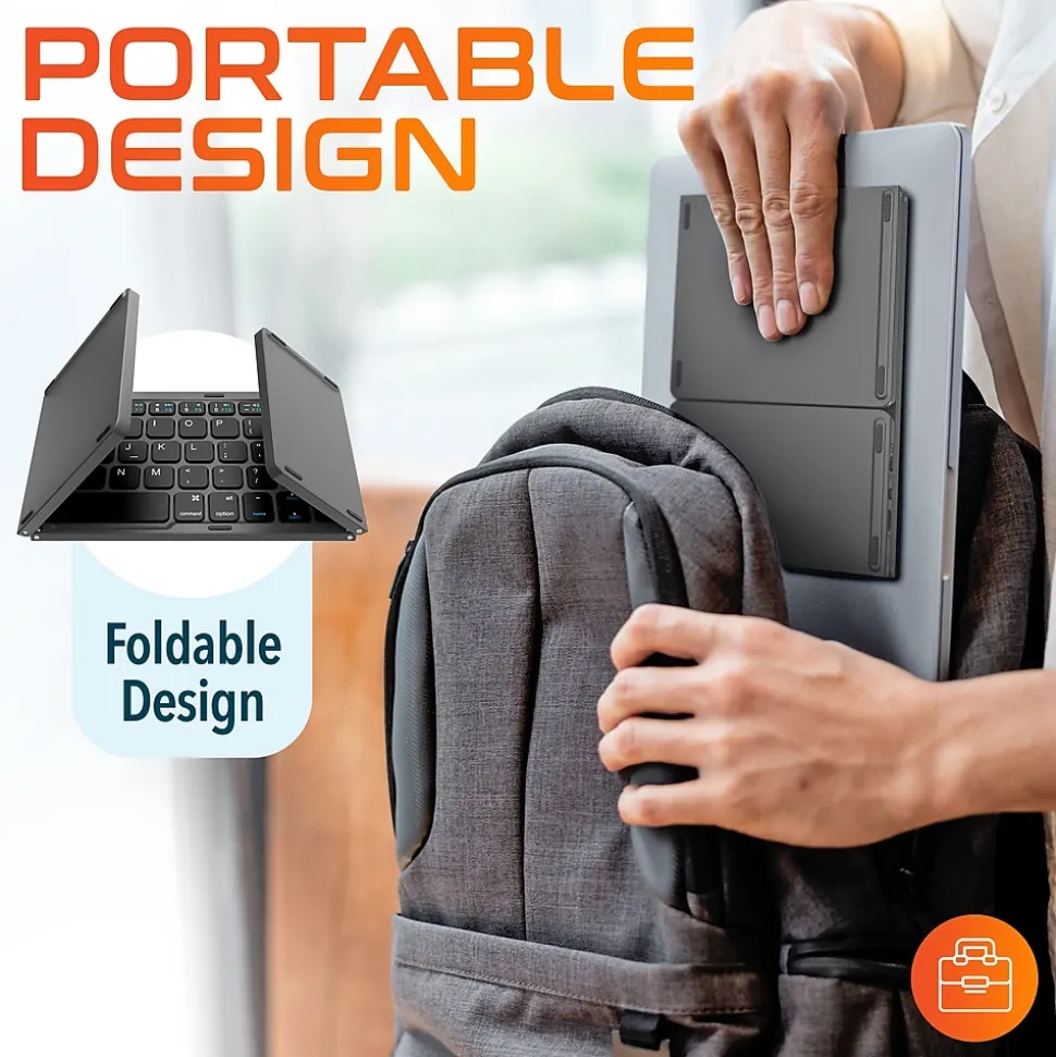 Delton F75 Small Wireless Foldable Portable Keyboard and Touchpad, Black (DKBF75)