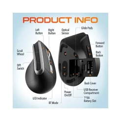 Delton G20 Wireless Ergonomic Computer Keyboard and Optical Mouse Combo, Black (DKMKITERG20-WB)