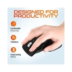 Delton G18 Wireless Ergonomic Computer Keyboard and Optical Mouse Combo, Black (DKMKITERG18-WB)