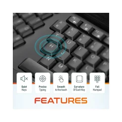 Delton G18 Wireless Ergonomic Computer Keyboard and Optical Mouse Combo, Black (DKMKITERG18-WB)