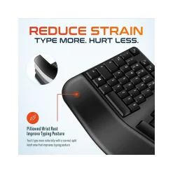 Delton G18 Wireless Ergonomic Computer Keyboard and Optical Mouse Combo, Black (DKMKITERG18-WB)