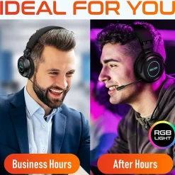 Delton G520 Wireless Noise Canceling Bluetooth Stereo Business/Gaming Over-the-Ear Computer Headset, Black (DBHG520)