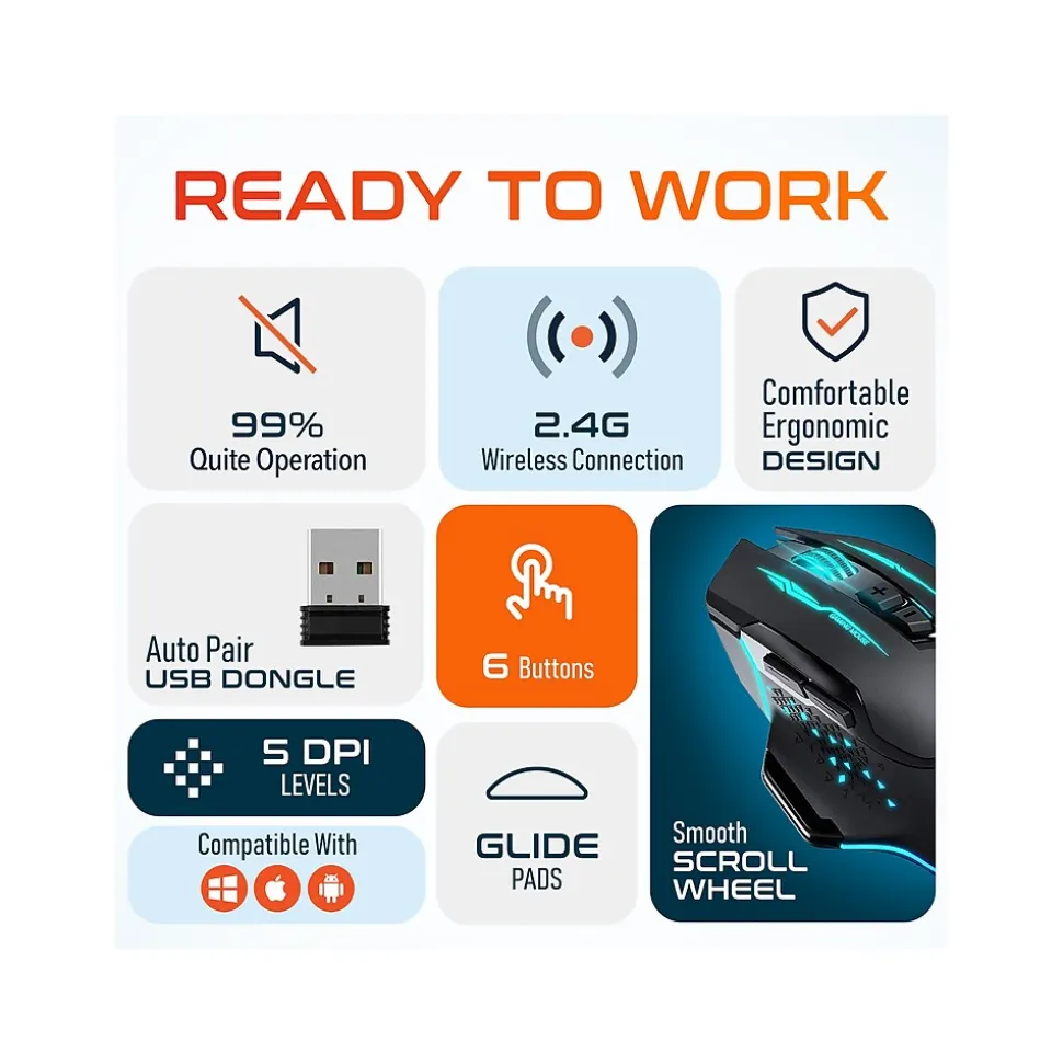 Delton G37 Wireless Optical Gaming Mouse, Black (DMGAM37ERG)