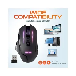 Delton G37 Wireless Optical Gaming Mouse, Black (DMGAM37ERG)