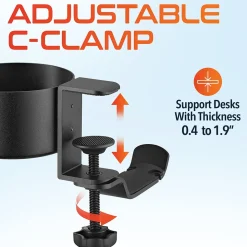 Delton H22 Under Desk Cup Holder and Desk Hook for Headphones, Black (DHSCH22)