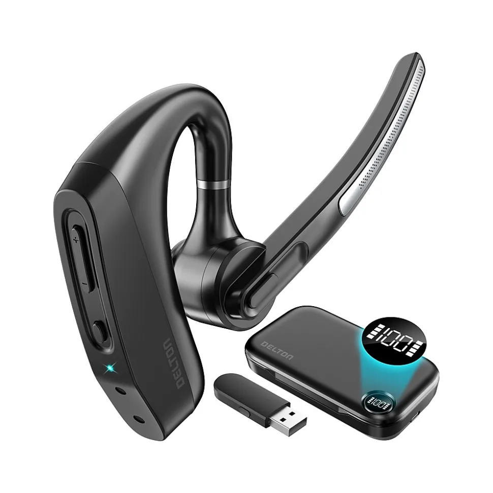 Delton K130 Wireless Noise Canceling Bluetooth Computer Earbud Headset, MS Teams, Black (DBHK130)