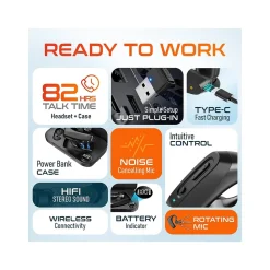 Delton K130 Wireless Noise Canceling Bluetooth Computer Earbud Headset, MS Teams, Black (DBHK130)