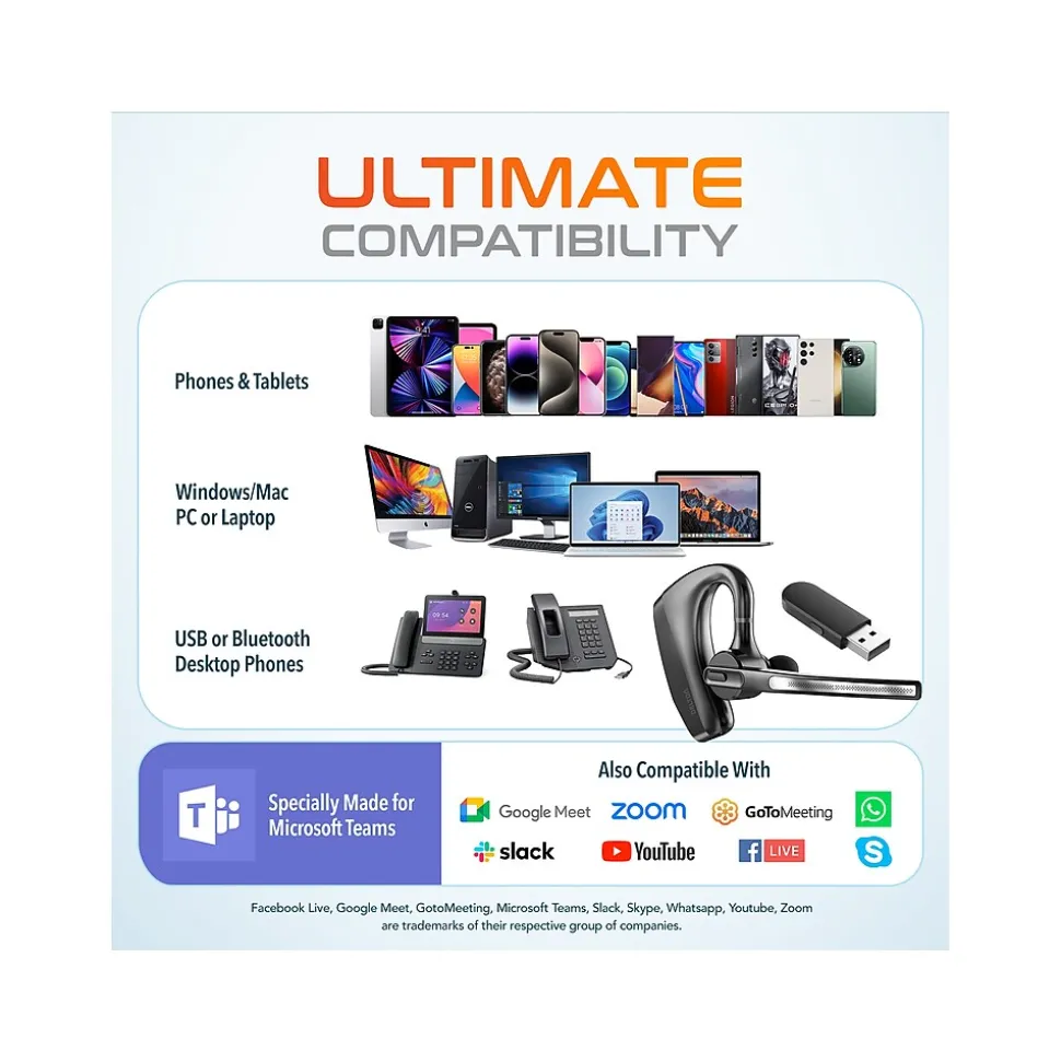 Delton K130 Wireless Noise Canceling Bluetooth Computer Earbud Headset, MS Teams, Black (DBHK130)