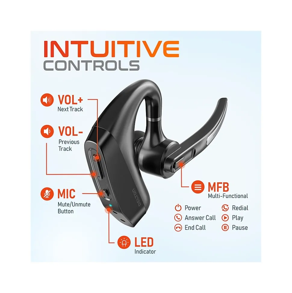 Delton K130 Wireless Noise Canceling Bluetooth Computer Earbud Headset, MS Teams, Black (DBHK130)