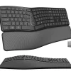 Delton KB250 Ergonomic Wireless Curved Keyboard with Cushioned Wrist Rest, Black (DKBE250-WR)