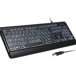 Delton KB20 Large Button/Key Keyboard with Backlight, Black (DBKBG20)