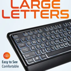 Delton KB20 Large Button/Key Keyboard with Backlight, Black (DBKBG20)