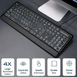 Delton KB20 Large Button/Key Keyboard with Backlight, Black (DBKBG20)