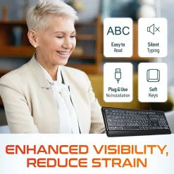 Delton KB20 Large Button/Key Keyboard with Backlight, Black (DBKBG20)