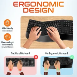 Delton KB200 Wireless Ergonomic Keyboard, Black (DKBERG24G8-WB)