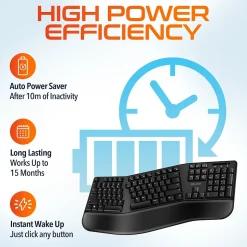 Delton KB200 Wireless Ergonomic Keyboard, Black (DKBERG24G8-WB)