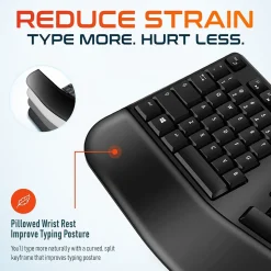 Delton KB200 Wireless Ergonomic Keyboard, Black (DKBERG24G8-WB)