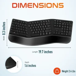 Delton KB200 Wireless Ergonomic Keyboard, Black (DKBERG24G8-WB)