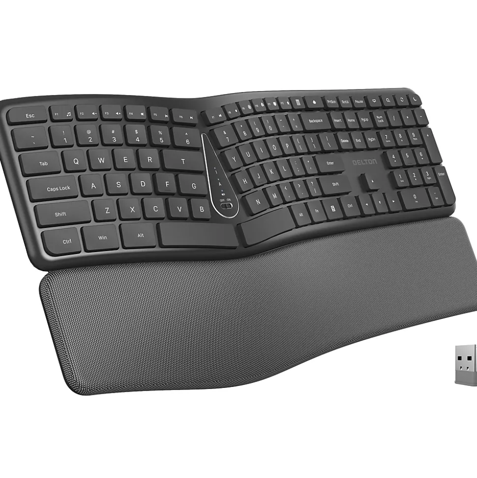 Delton KB250 Wireless Ergonomic Keyboard, Black (DKBE250-WB)