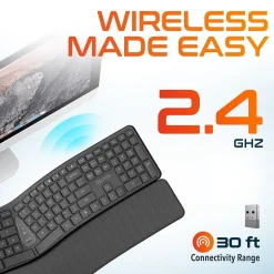 Delton KB250 Wireless Ergonomic Keyboard, Black (DKBE250-WB)