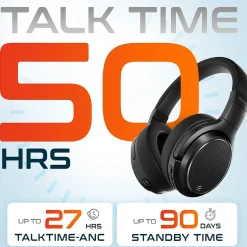 Delton M101 Wireless Active Noise Canceling Bluetooth Stereo Business/Gaming Over-the-Ear Computer Headset, Black (DBHM101D)