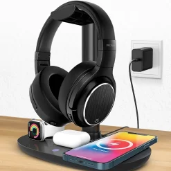 Delton M101 Wireless Noise Canceling Bluetooth Stereo Computer Headset and Stand, Black (DHSWC1101XD)