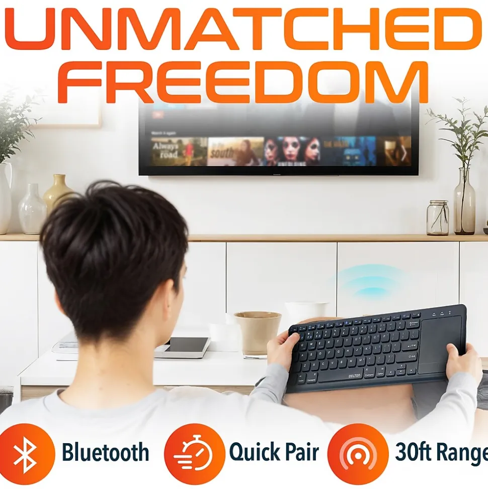 Delton N60 Bluetooth Keyboard with Touchpad, Small Portable Wireless Computer Keyboard, Black (DKMIN60-WB)