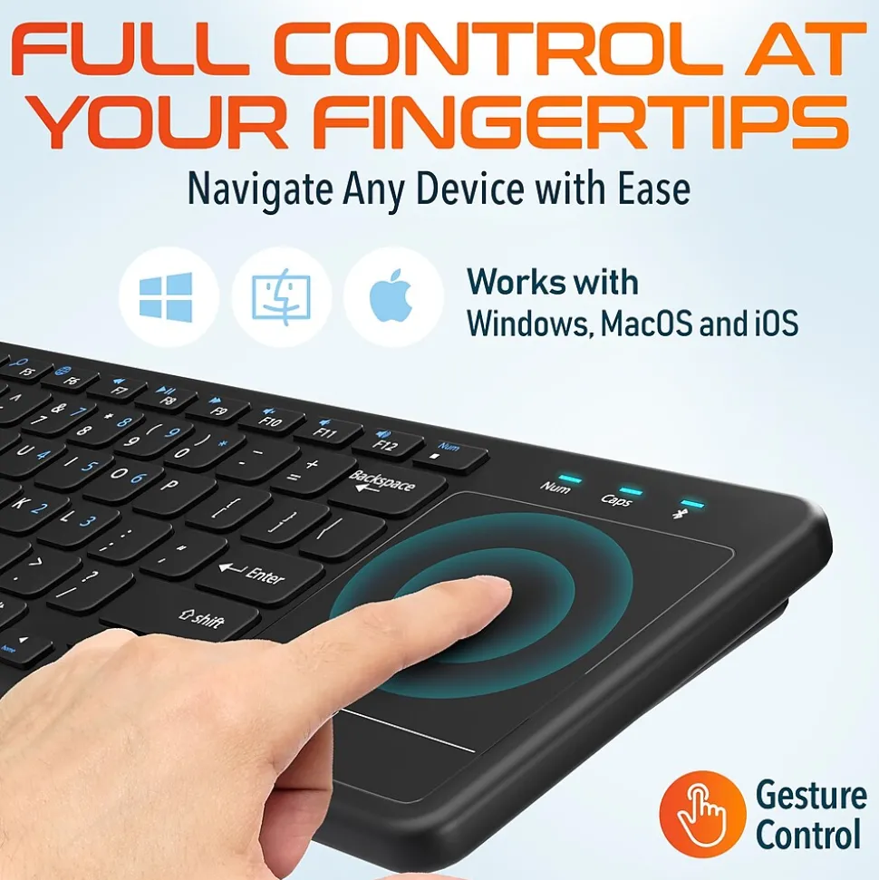 Delton N60 Bluetooth Keyboard with Touchpad, Small Portable Wireless Computer Keyboard, Black (DKMIN60-WB)