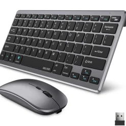 Delton N35 Portable/Travel/Small Wireless Keyboard and Mouse Combo, Silver (DKMKITMIN35-WB)