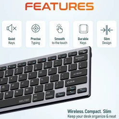 Delton N35 Portable/Travel/Small Wireless Keyboard and Mouse Combo, Silver (DKMKITMIN35-WB)