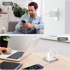 Delton Overtime Charger USB-A/USB-C Wall Charger for Multiple Brands, White (DH2USB2A)