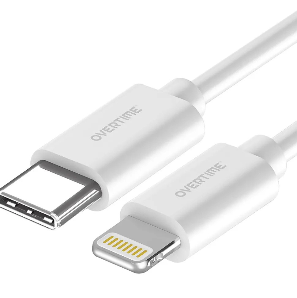 Delton Overtime USB-C/USB Wall & Car Chargers with Apple MFi Certified Cable for iPhone/iPad, White (CE14542A)