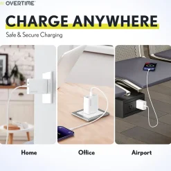 Delton Overtime USB-C/USB Wall & Car Chargers with Two Apple MFi Certified Cables for iPhone/iPad, White (CE14548A)