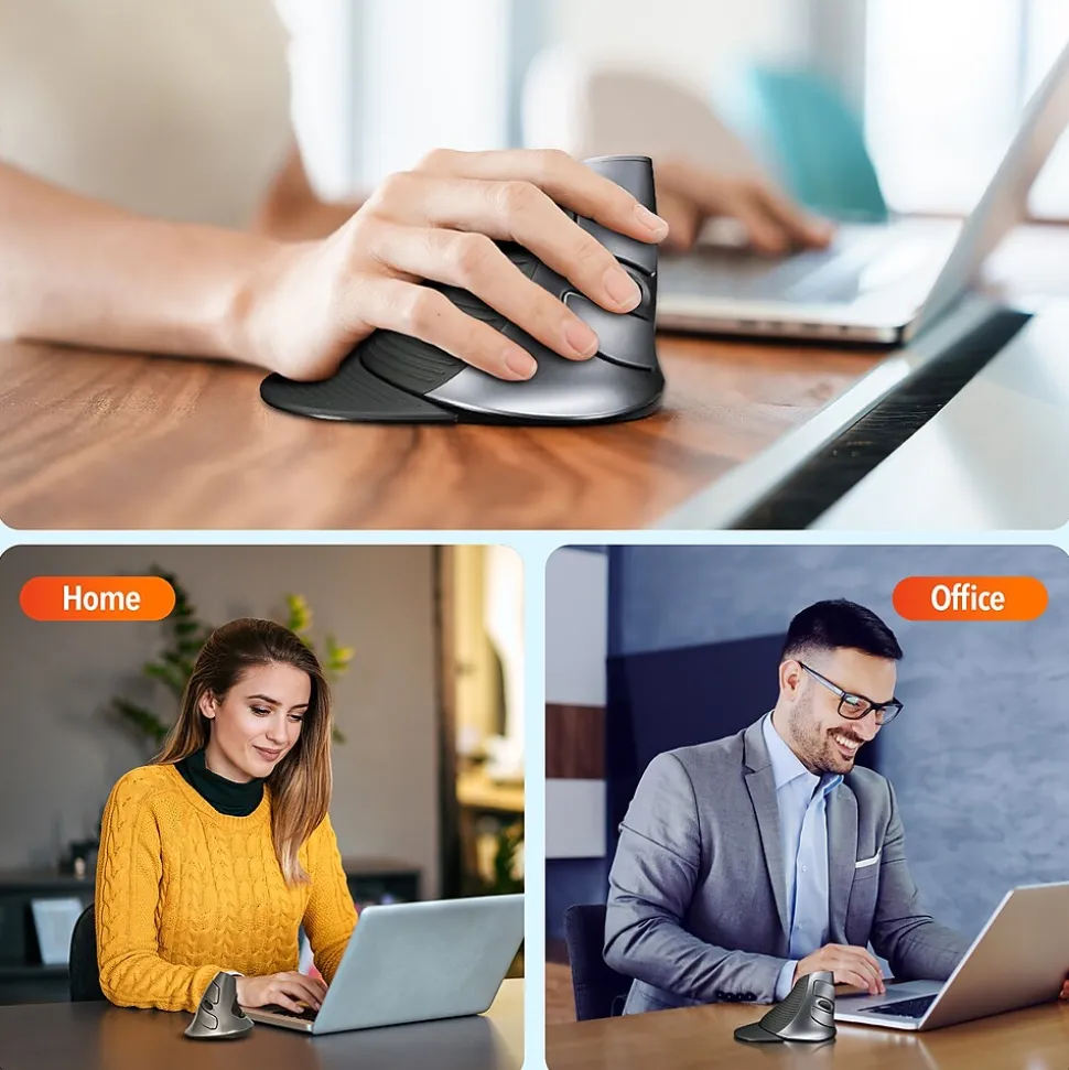 Delton S22 Vertical Wireless Optical 2.4 GHz Mouse, Black (DMERGS22-WB)