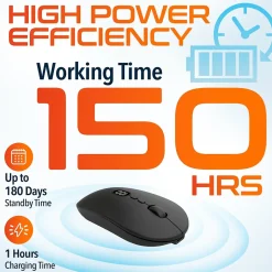 Delton S16 Wireless Ambidextrous Optical 2.4 GHz Mouse, Black (DMS16-WR)