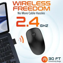 Delton S15 Wireless Ambidextrous Optical 2.4 GHz Mouse, Black (DMS15-WB)