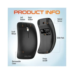 Delton S10 Wireless Optical Mouse, Black (DMERGS10-WB)